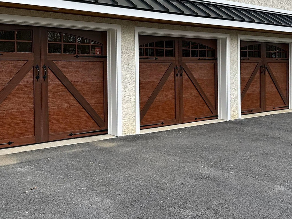 nask door dark carriage house wood garage doors